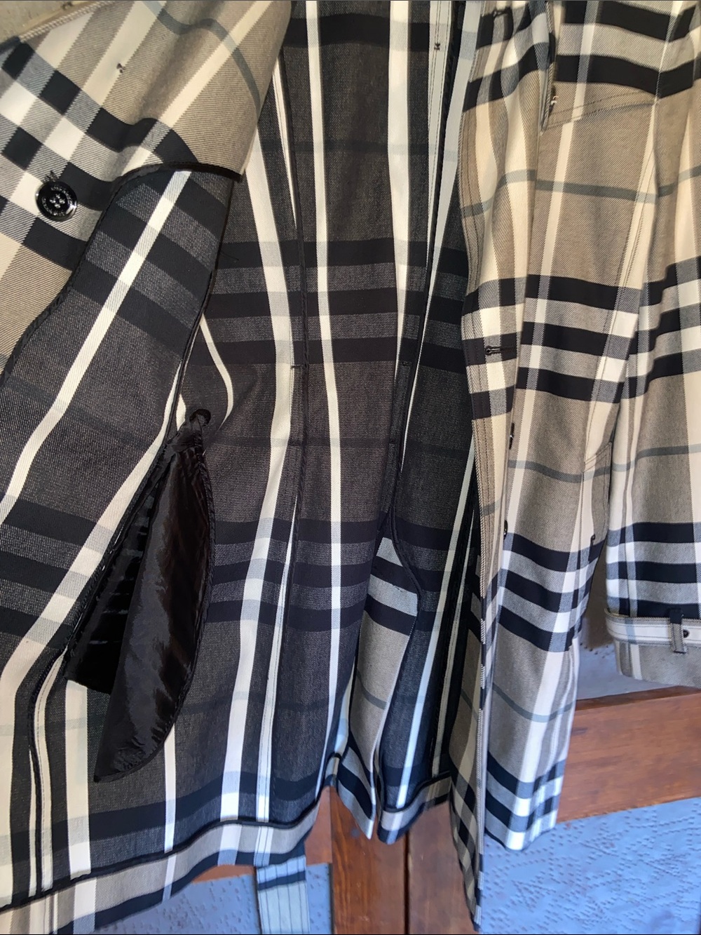 Burberry Plaid Trench Jacket Coat Size 6 - Picture 5 of 11